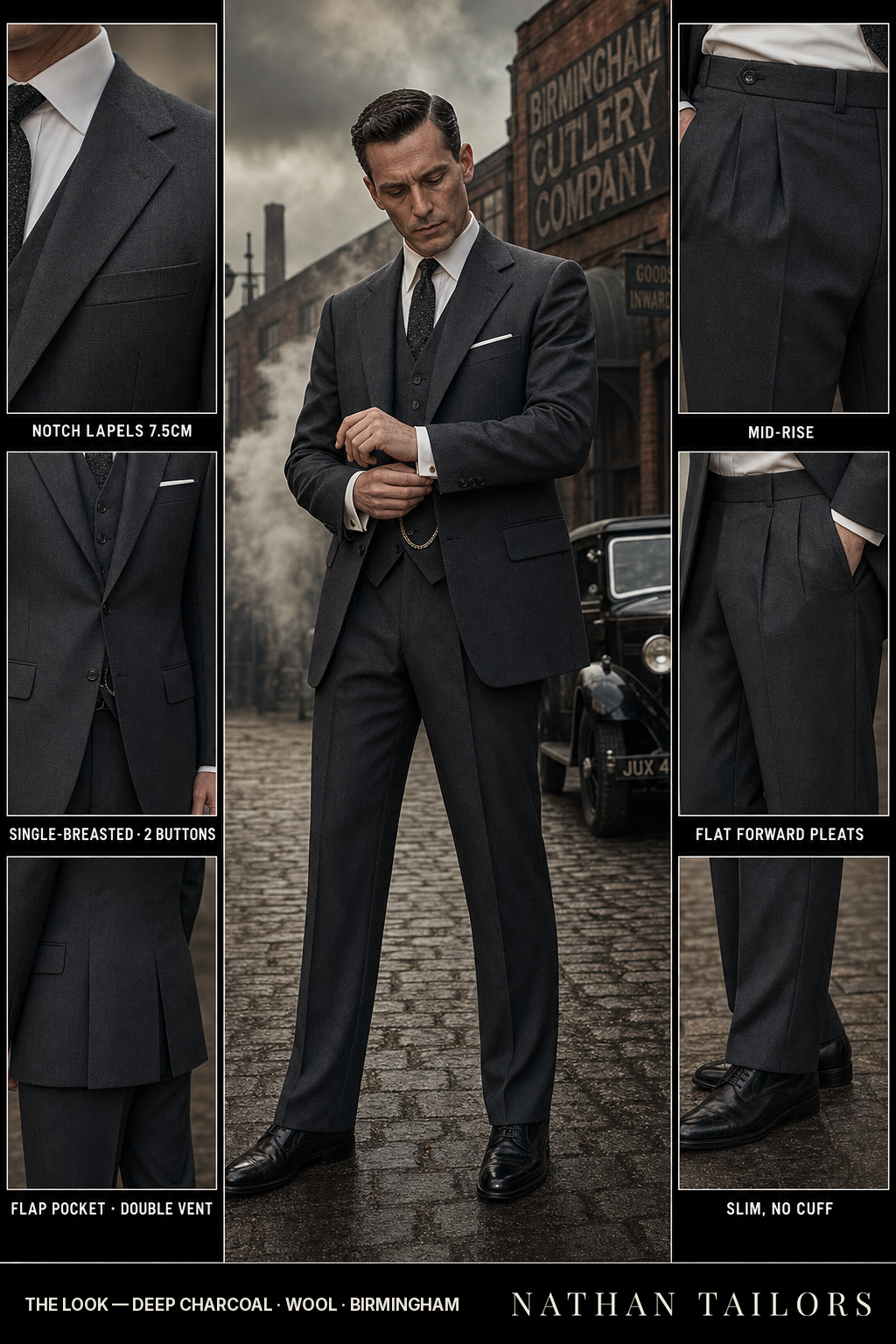 Deep Charcoal Single-Breasted Bespoke Suit | Custom Tailored