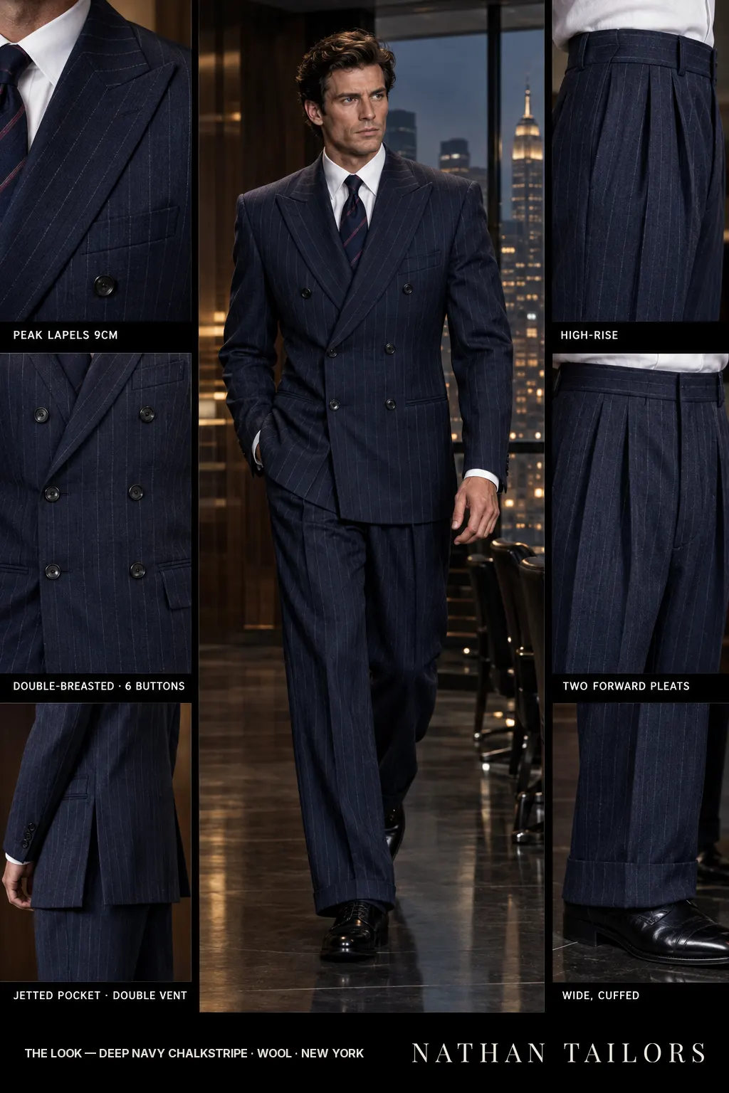 deep navy chalkstripe chalk_stripe double-breasted bespoke suit — custom tailored by Nathan Tailors, the Hoi An custom tailor
