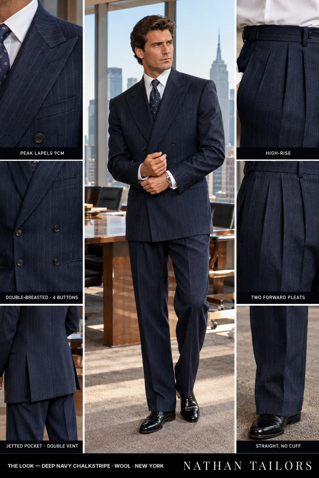 deep navy chalkstripe chalk_stripe double-breasted bespoke suit โ custom tailored by Nathan Tailors, the Hoi An custom tailor