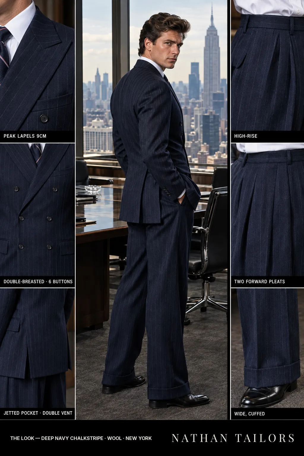 deep navy chalkstripe chalk_stripe double-breasted bespoke suit — custom tailored by Nathan Tailors, the Hoi An custom tailor