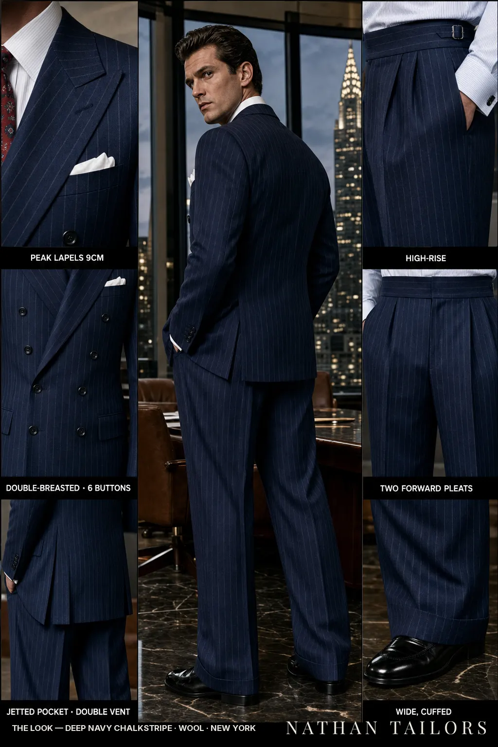 deep navy chalkstripe chalk_stripe double-breasted bespoke suit — custom tailored by Nathan Tailors, the Hoi An custom tailor