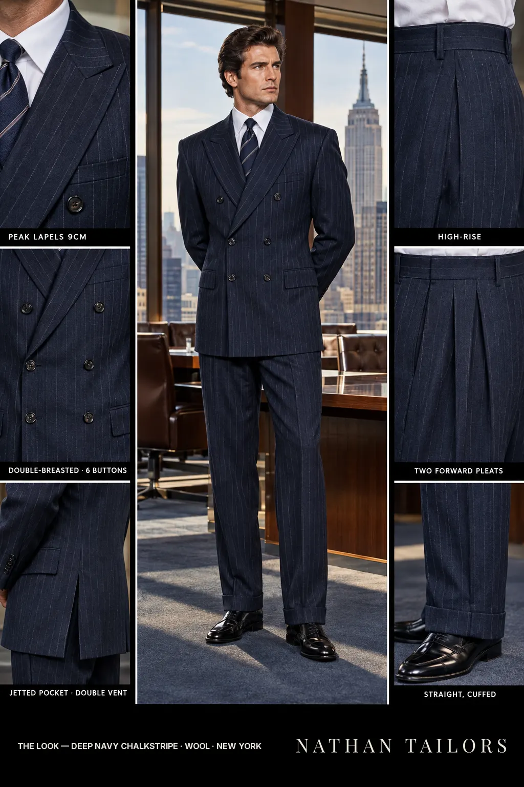deep navy chalkstripe chalk_stripe double-breasted bespoke suit โ custom tailored by Nathan Tailors, the Hoi An custom tailor