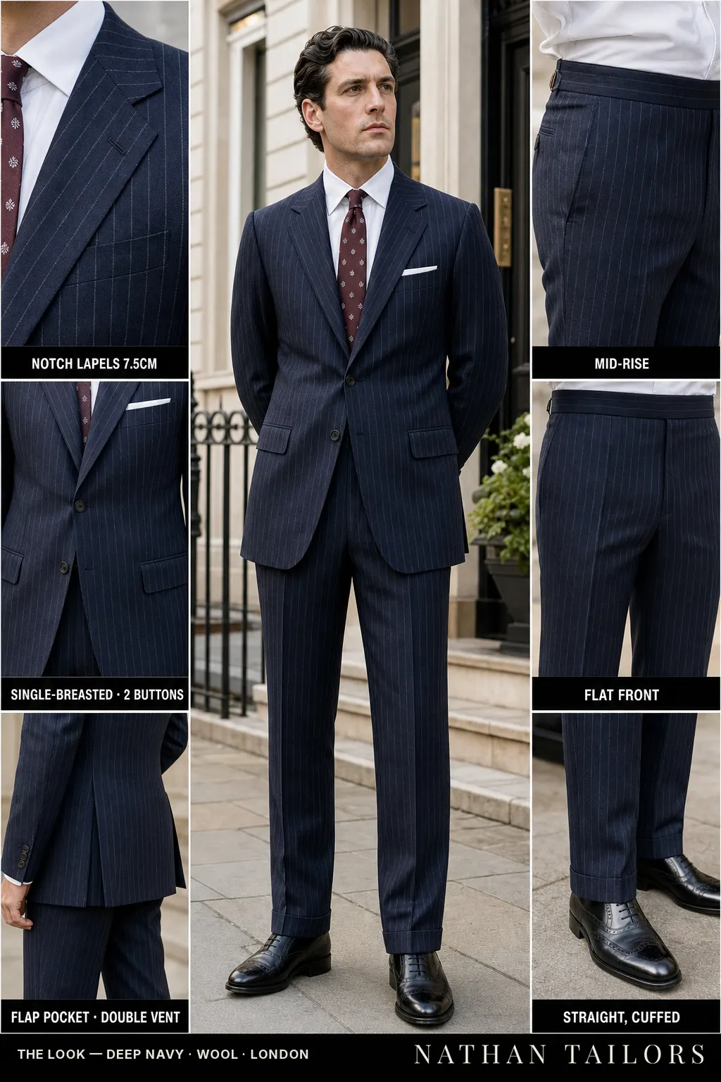 deep navy chalk_stripe single-breasted bespoke suit — custom tailored by Nathan Tailors, the Hoi An custom tailor