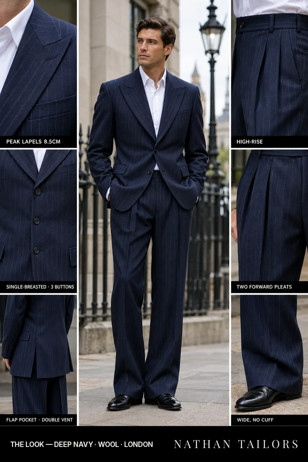 deep navy chalk_stripe single-breasted bespoke suit — custom tailored by Nathan Tailors, the Hoi An custom tailor