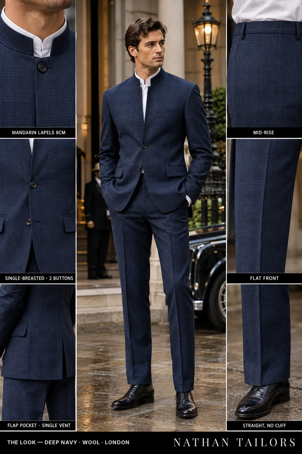 deep navy glen_plaid single-breasted bespoke suit โ custom tailored by Nathan Tailors, the Hoi An custom tailor