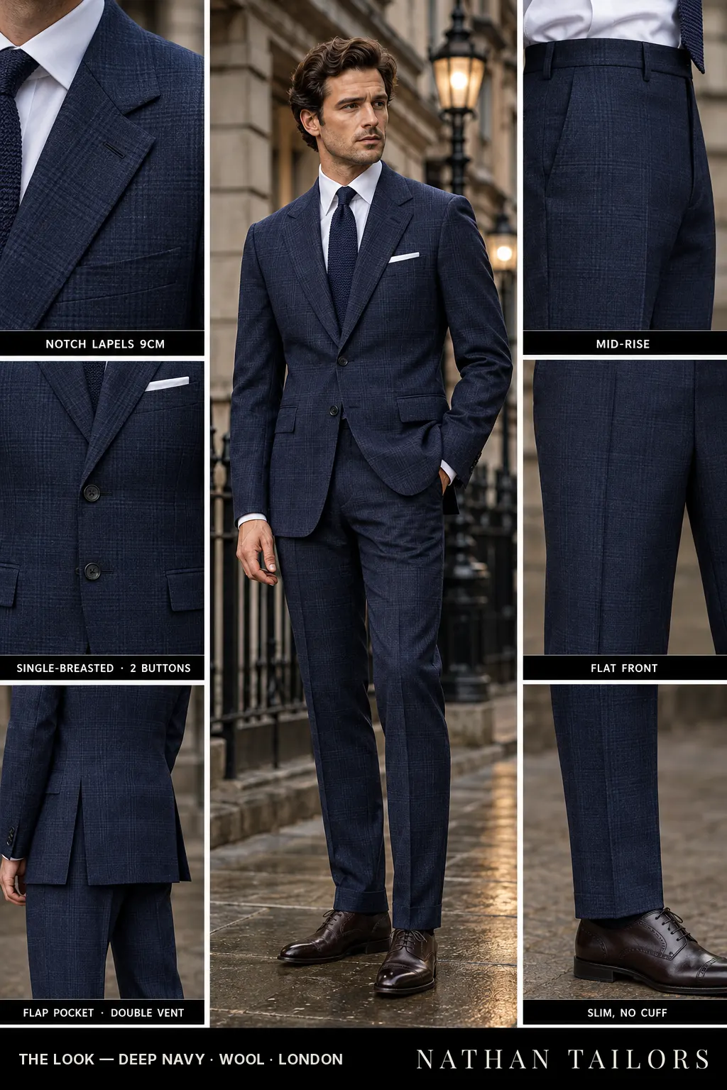 deep navy glen_plaid single-breasted bespoke suit — custom tailored by Nathan Tailors, the Hoi An custom tailor