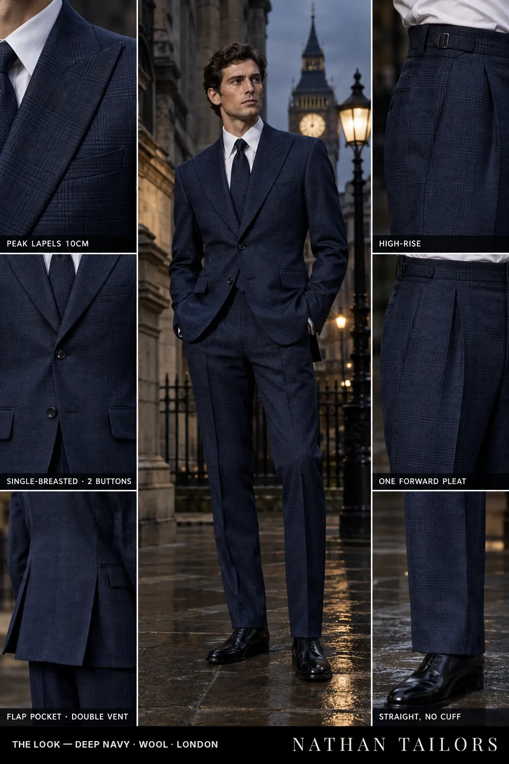 deep navy glen_plaid single-breasted bespoke suit โ custom tailored by Nathan Tailors, the Hoi An custom tailor