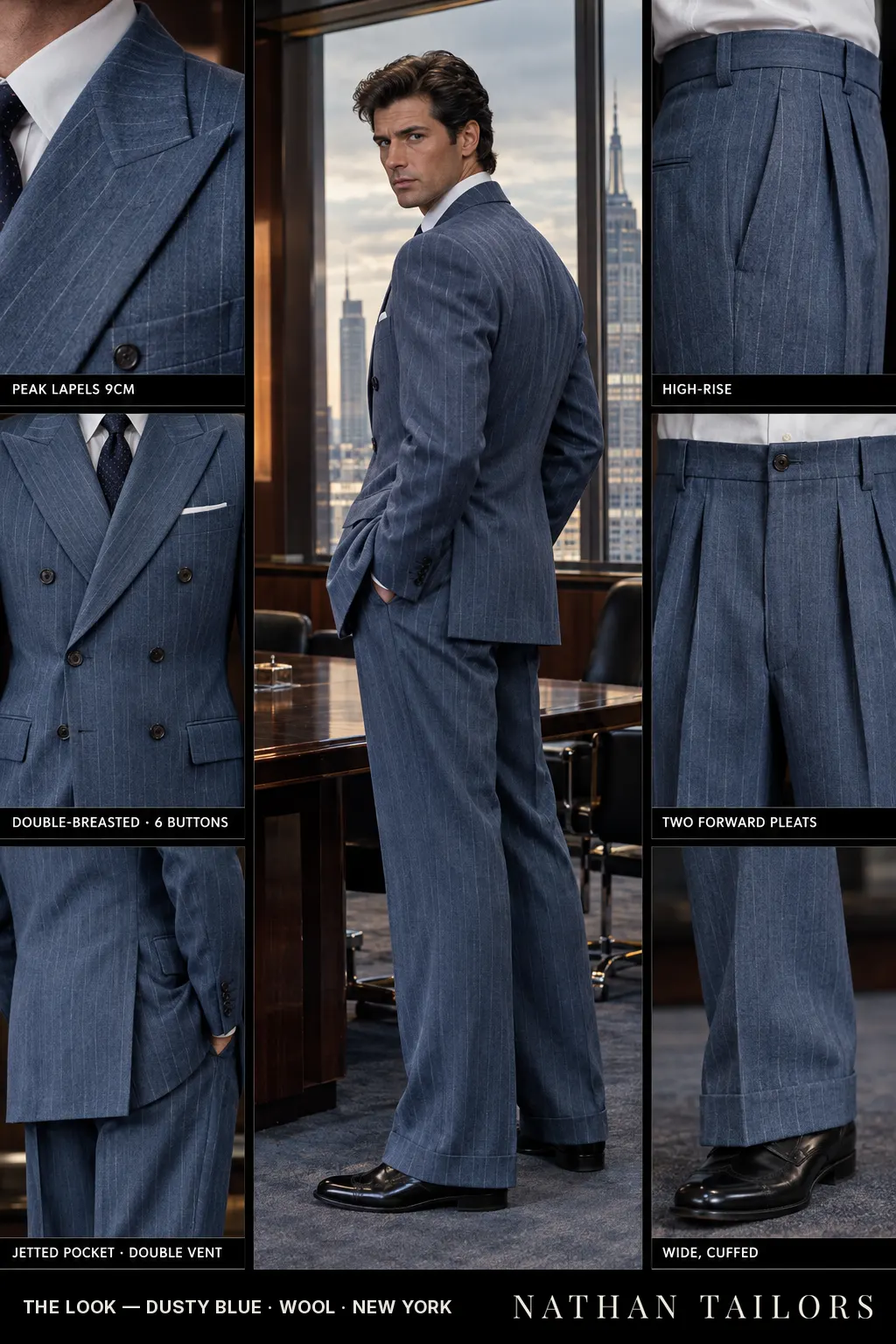 dusty blue chalk_stripe double-breasted bespoke suit โ custom tailored by Nathan Tailors, the Hoi An custom tailor
