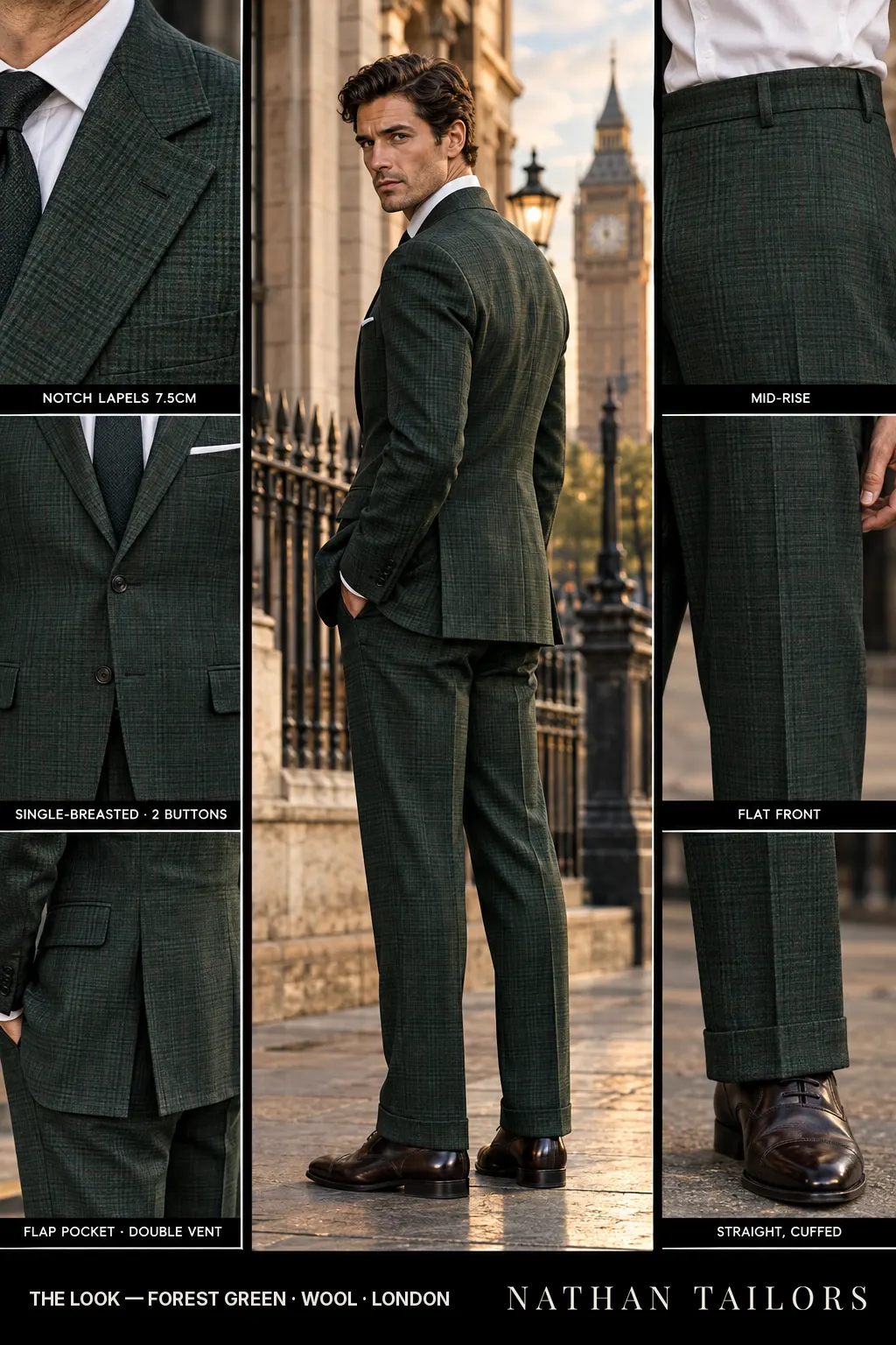 forest green glen_plaid single-breasted bespoke suit — custom tailored by Nathan Tailors, the Hoi An custom tailor
