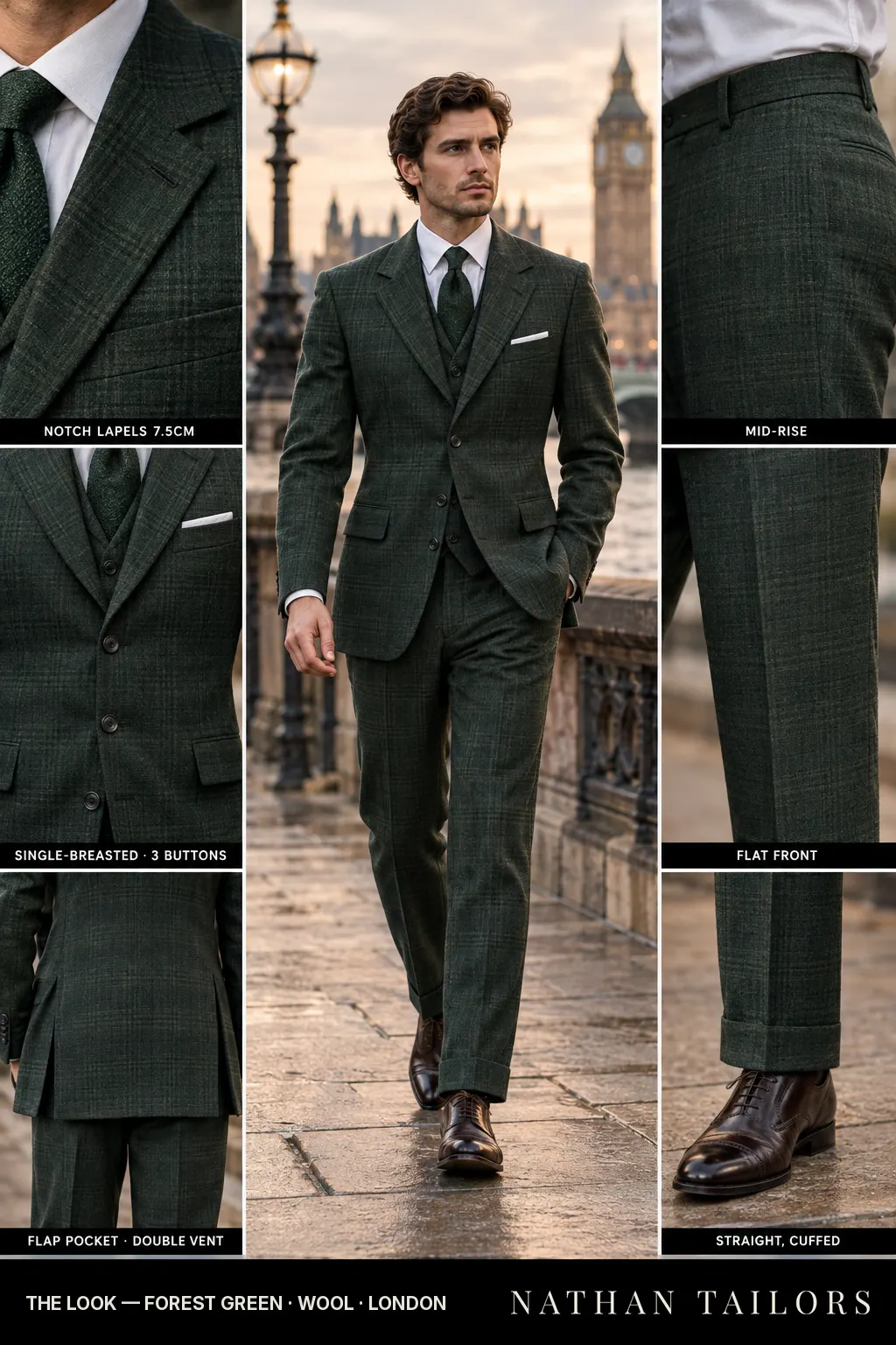 forest green glen_plaid single-breasted bespoke suit — custom tailored by Nathan Tailors, the Hoi An custom tailor