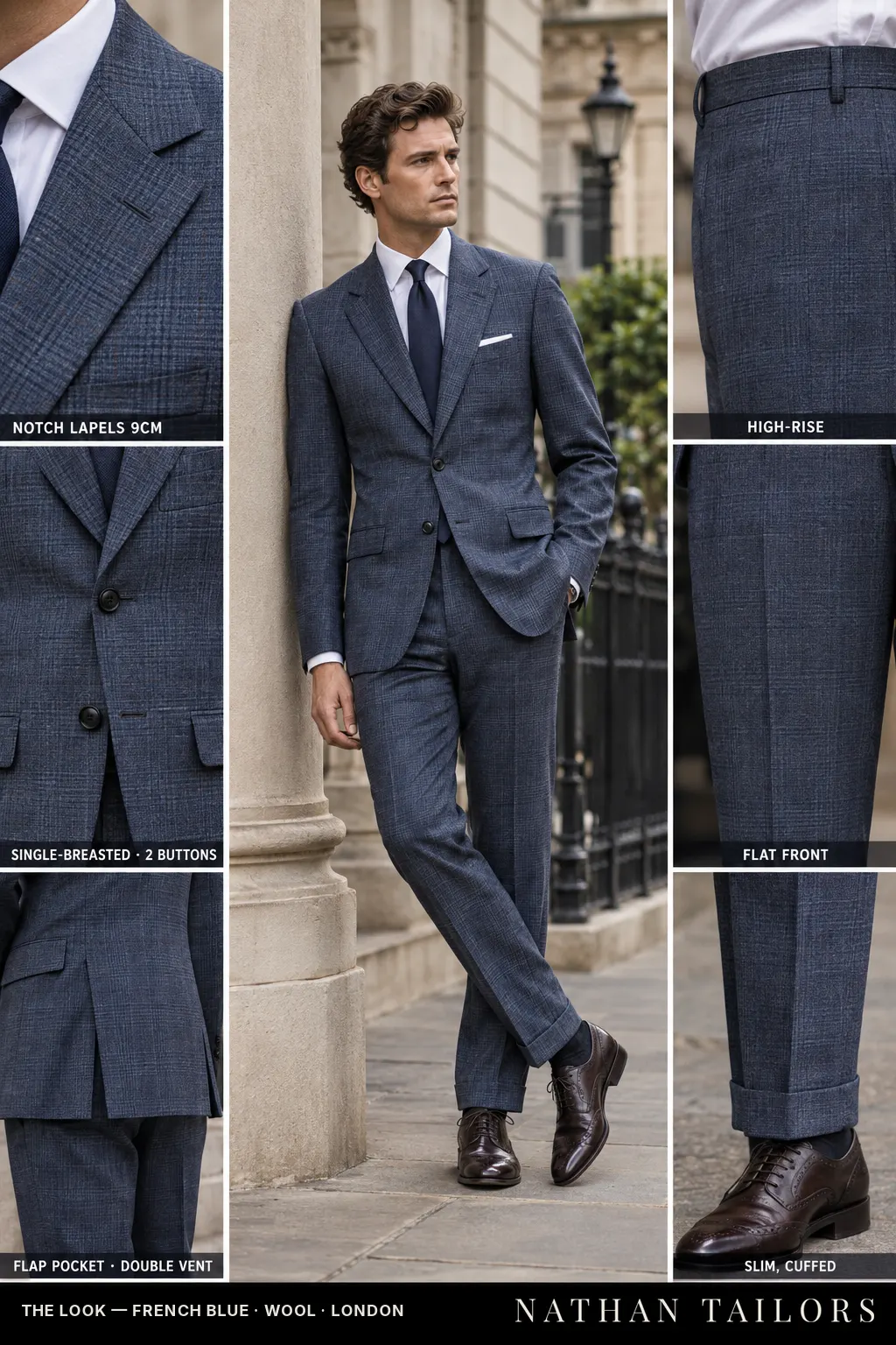 french blue glen_plaid single-breasted bespoke suit — custom tailored by Nathan Tailors, the Hoi An custom tailor
