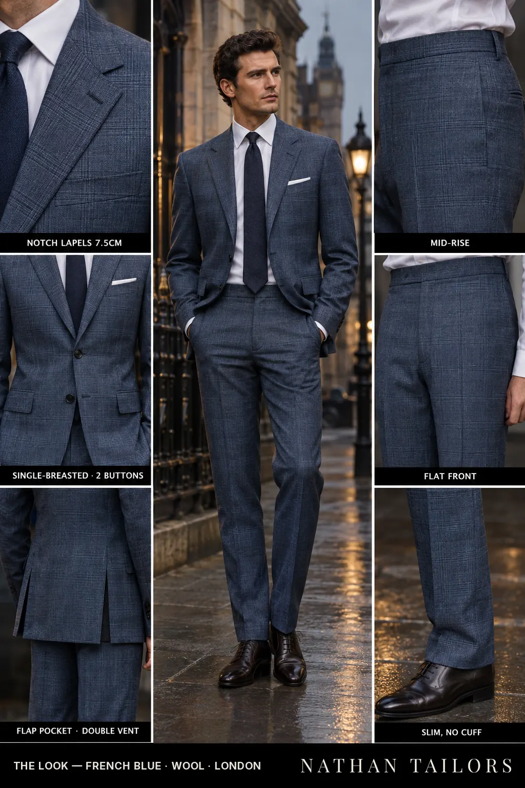 french blue glen_plaid single-breasted bespoke suit — custom tailored by Nathan Tailors, the Hoi An custom tailor