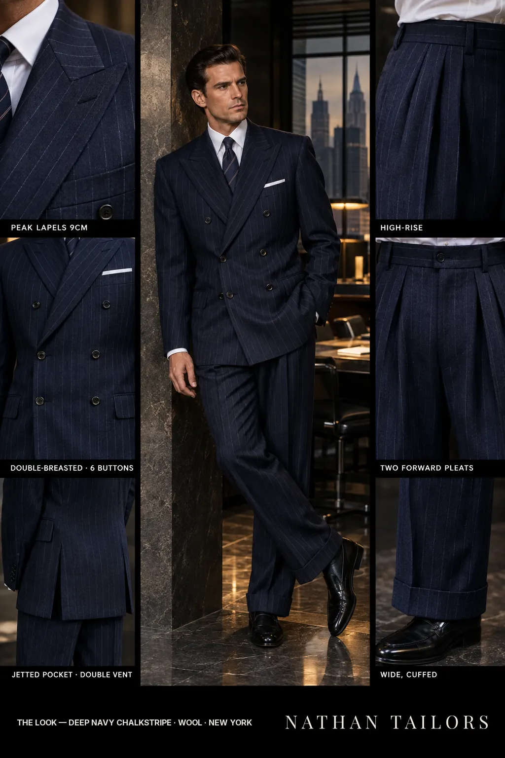deep navy chalkstripe chalk_stripe double-breasted bespoke suit — custom tailored by Nathan Tailors, the Hoi An custom tailor