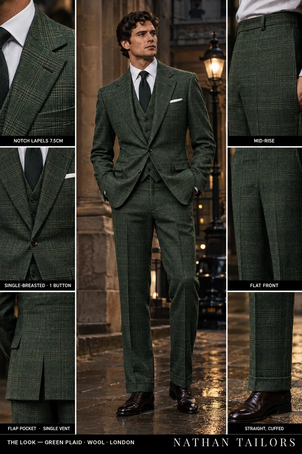 green plaid glen_plaid single-breasted bespoke suit — custom tailored by Nathan Tailors, the Hoi An custom tailor