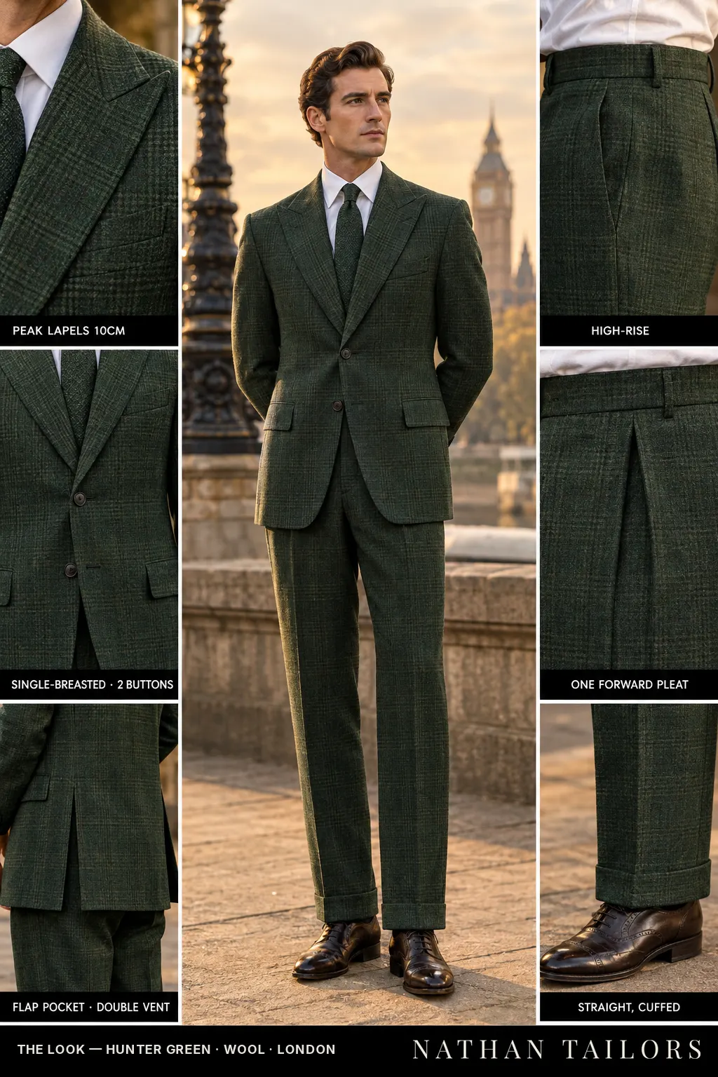 hunter green glen_plaid single-breasted bespoke suit — custom tailored by Nathan Tailors, the Hoi An custom tailor