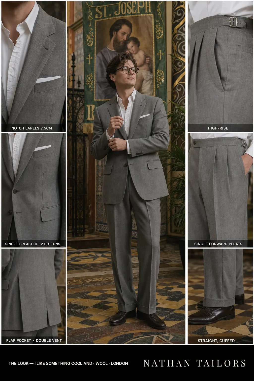 I like something cool and single-breasted notch-lapel bespoke suit โ AI-rendered by Nathan Tailors, the Hoi An custom tailor. Available as a custom tailored suit from $149.