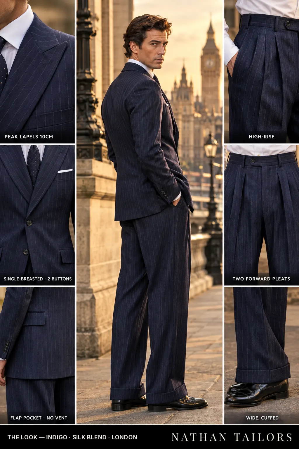 indigo chalk_stripe single-breasted bespoke suit โ custom tailored by Nathan Tailors, the Hoi An custom tailor