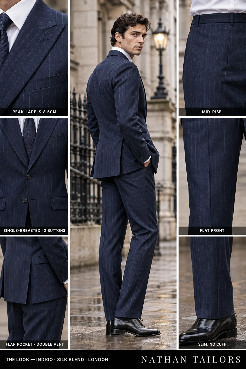 indigo chalk_stripe single-breasted bespoke suit โ custom tailored by Nathan Tailors, the Hoi An custom tailor