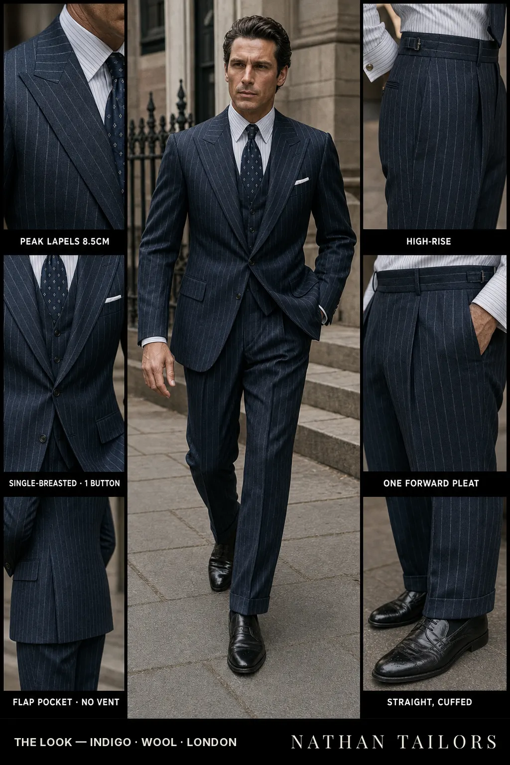 indigo chalk_stripe single-breasted bespoke suit — custom tailored by Nathan Tailors, the Hoi An custom tailor