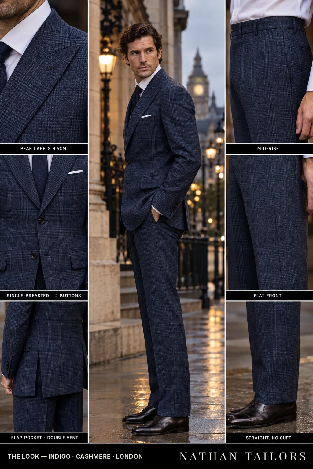 indigo glen_plaid single-breasted bespoke suit โ custom tailored by Nathan Tailors, the Hoi An custom tailor