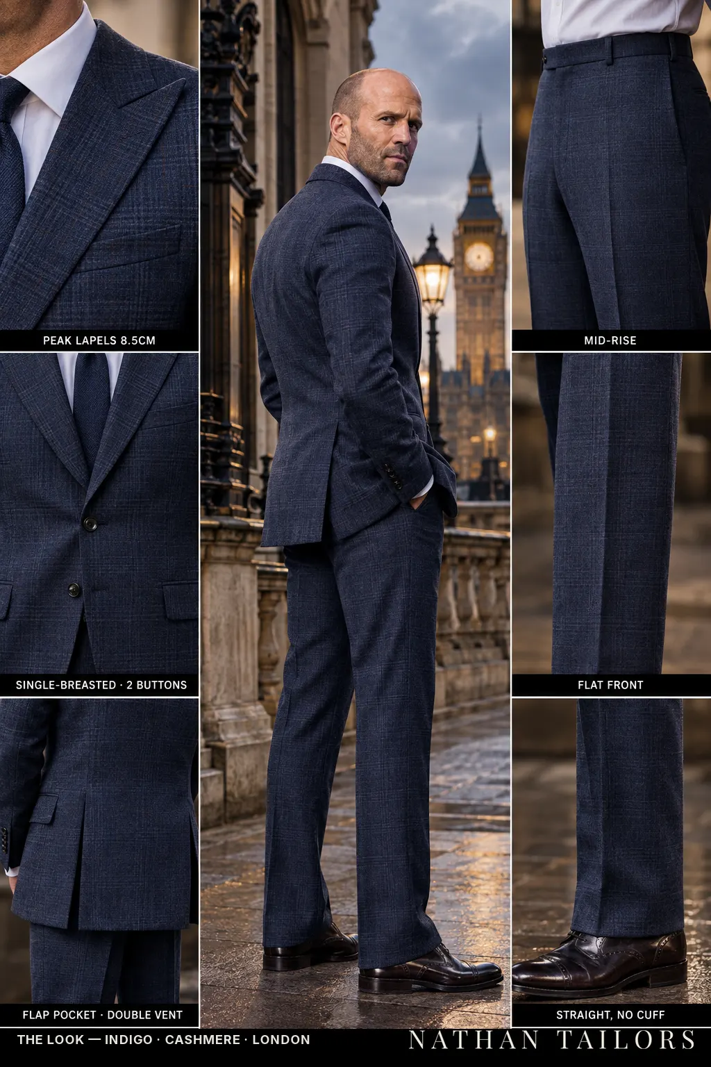 indigo glen_plaid single-breasted bespoke suit โ custom tailored by Nathan Tailors, the Hoi An custom tailor