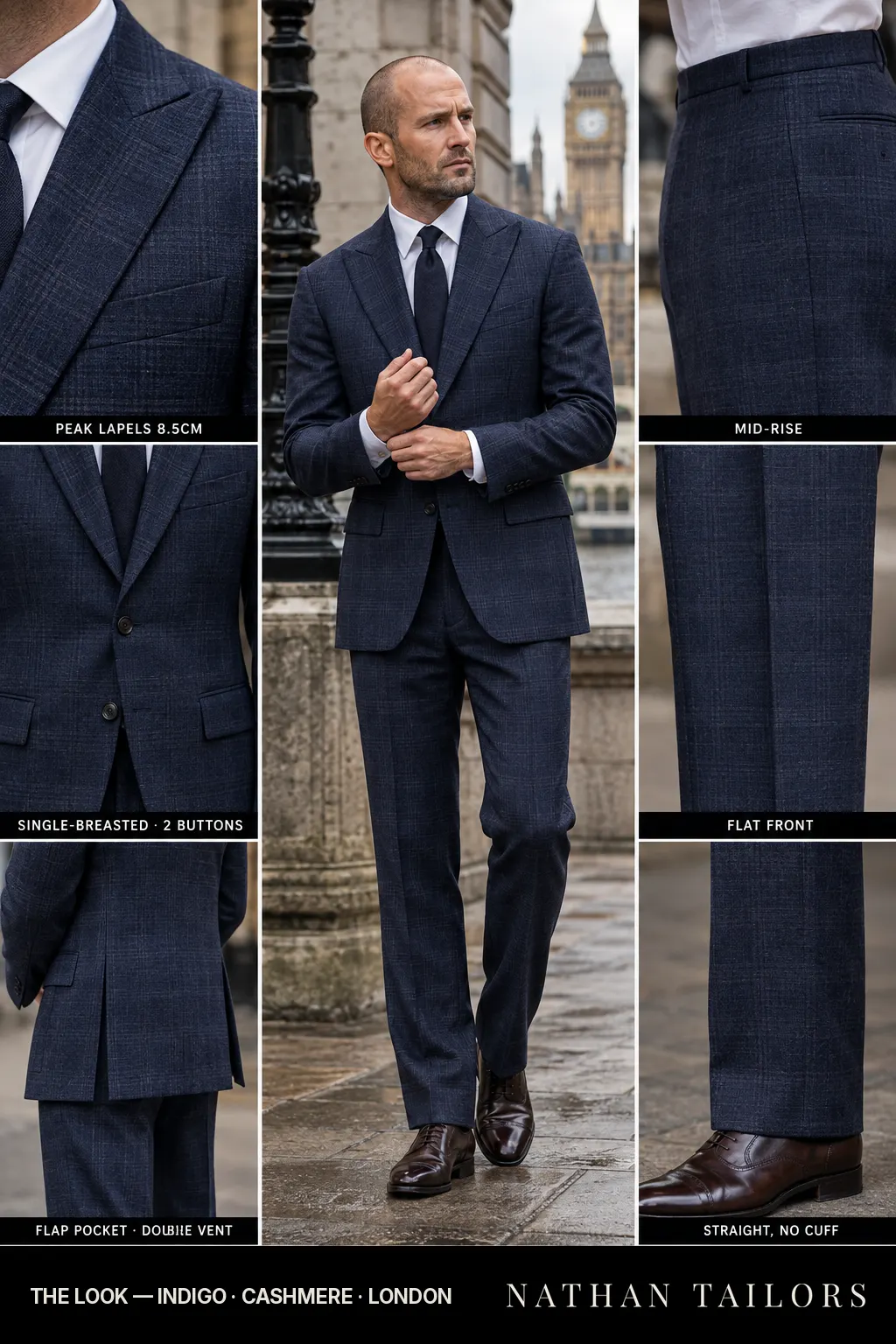 indigo glen_plaid single-breasted bespoke suit โ custom tailored by Nathan Tailors, the Hoi An custom tailor