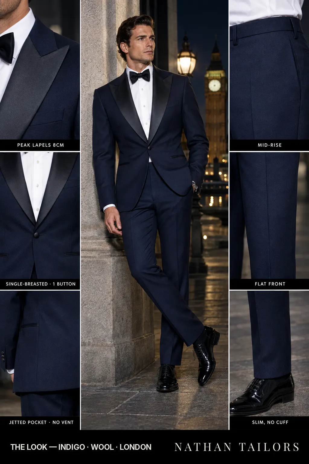 indigo single-breasted bespoke suit — custom tailored by Nathan Tailors, the Hoi An custom tailor