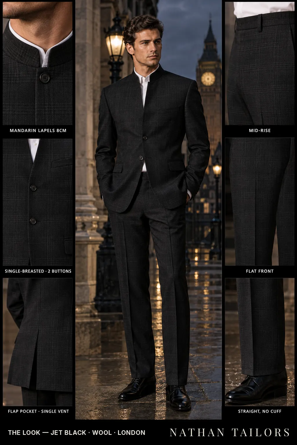 jet black glen_plaid single-breasted bespoke suit โ custom tailored by Nathan Tailors, the Hoi An custom tailor