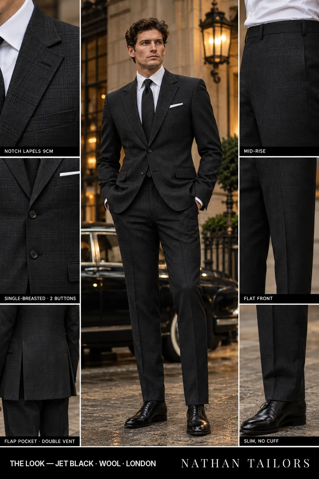 jet black glen_plaid single-breasted bespoke suit โ custom tailored by Nathan Tailors, the Hoi An custom tailor