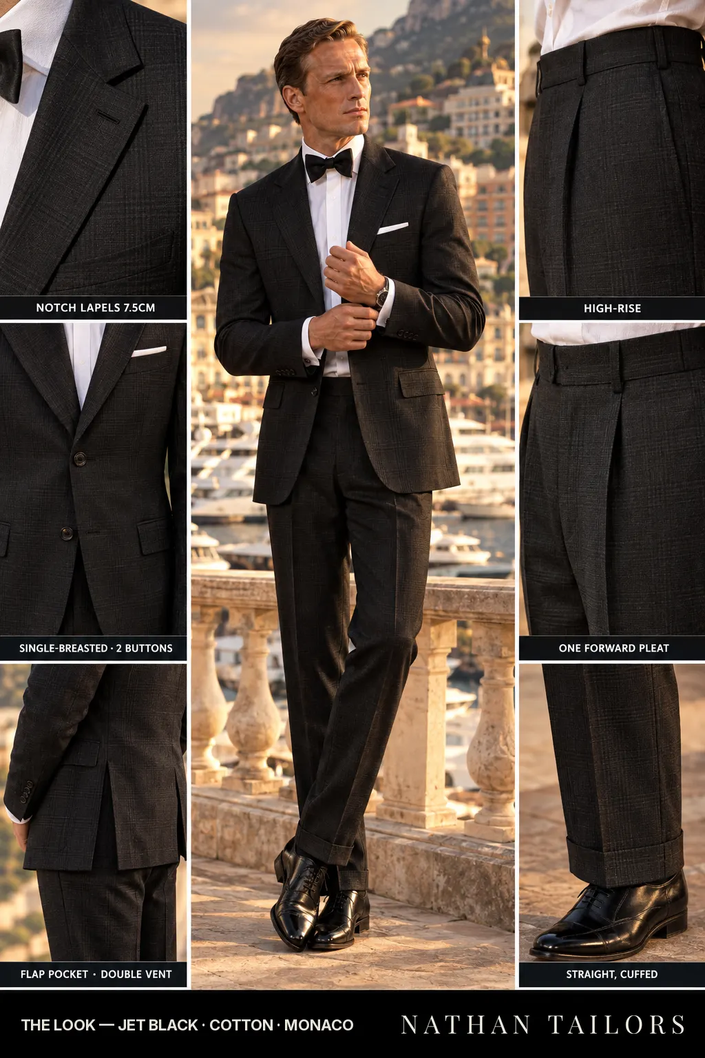jet black glen_plaid single-breasted bespoke suit โ custom tailored by Nathan Tailors, the Hoi An custom tailor