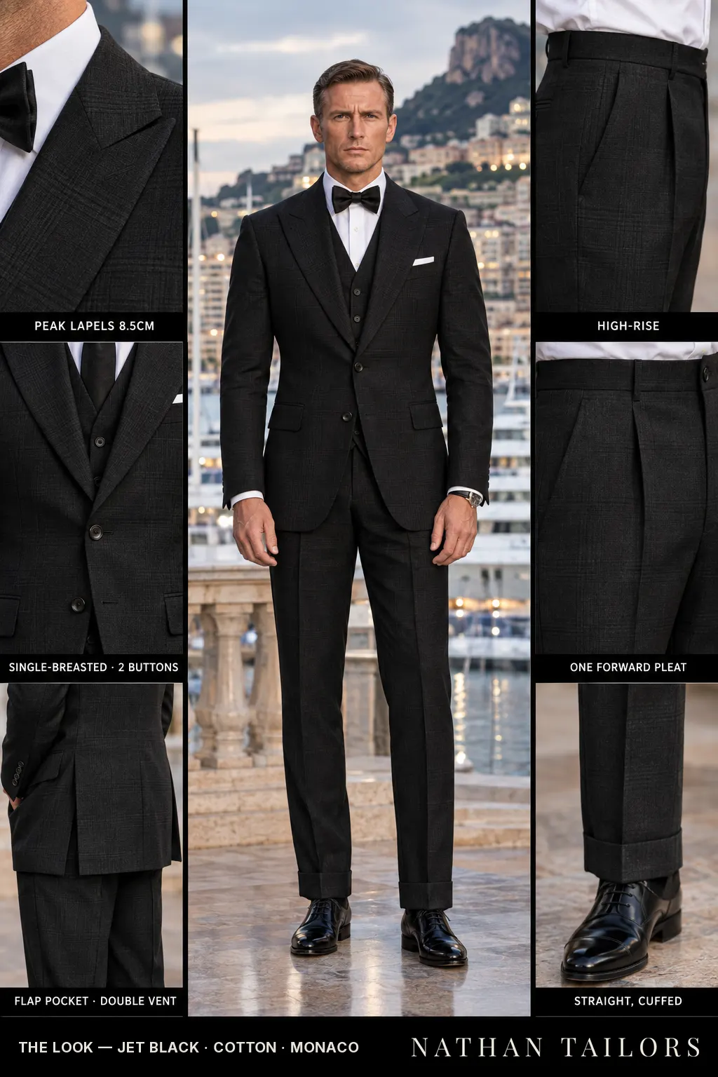 jet black glen_plaid single-breasted bespoke suit โ custom tailored by Nathan Tailors, the Hoi An custom tailor