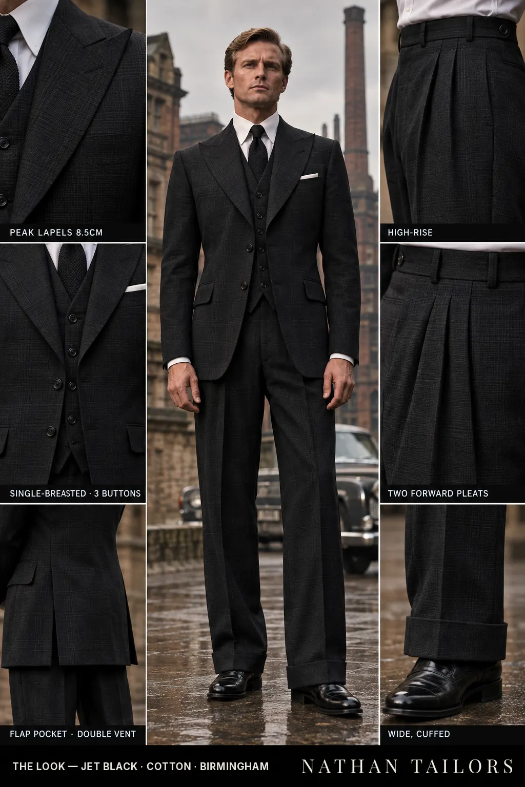 jet black glen_plaid single-breasted bespoke suit โ custom tailored by Nathan Tailors, the Hoi An custom tailor