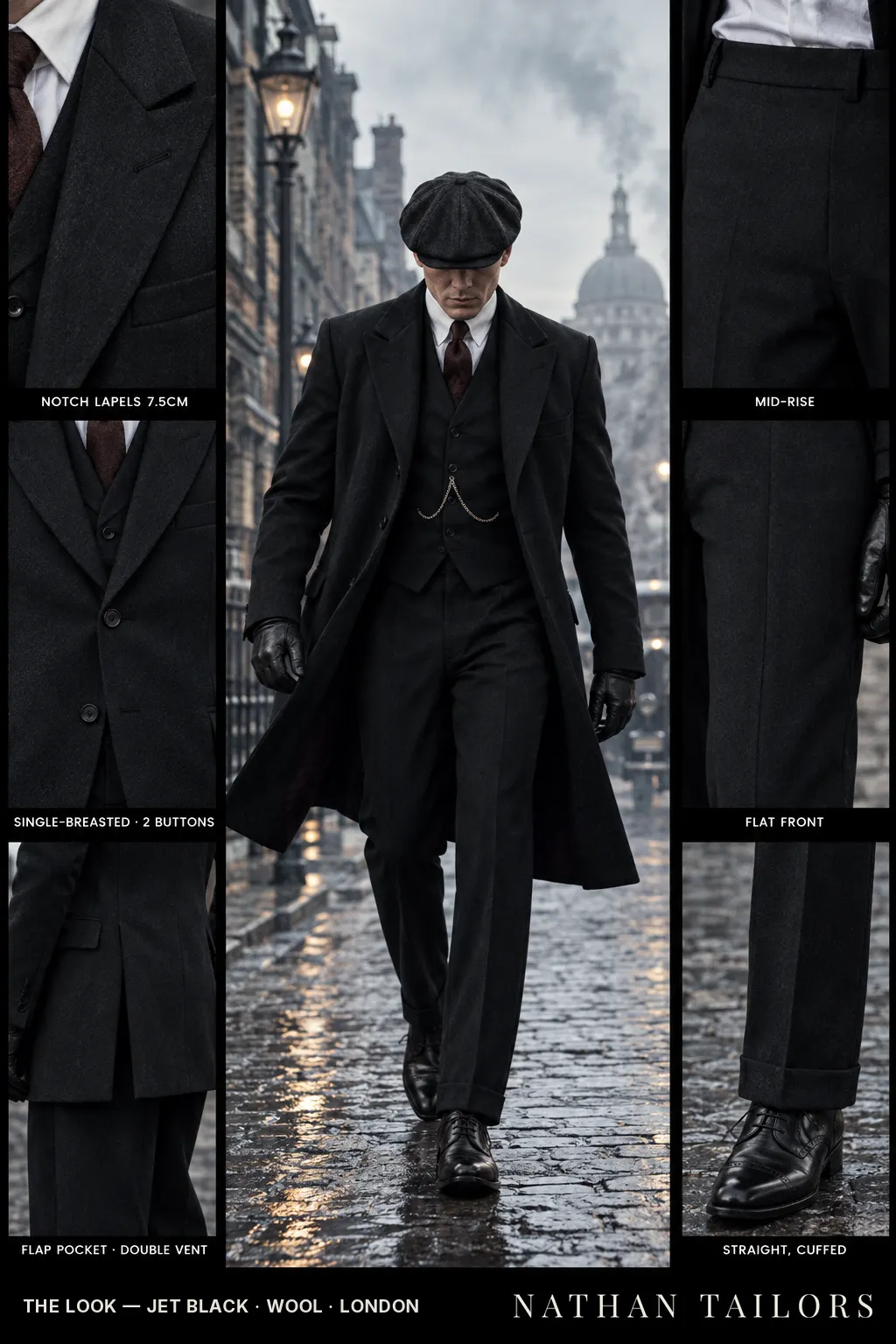 jet black single-breasted bespoke suit — custom tailored by Nathan Tailors, the Hoi An custom tailor