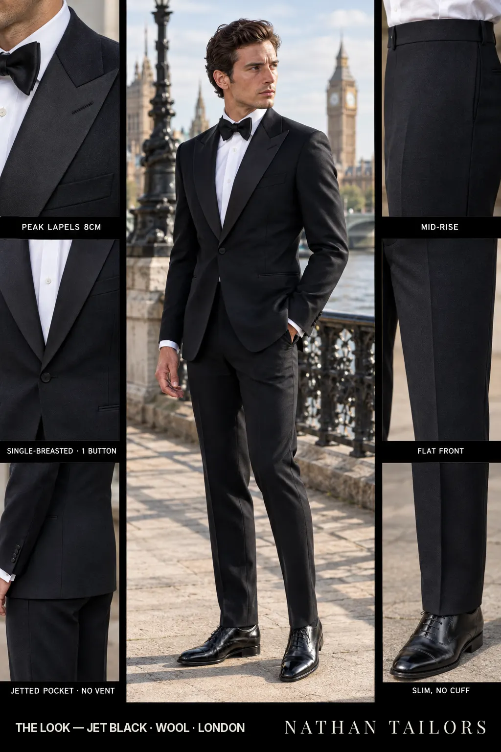 jet black single-breasted bespoke suit — custom tailored by Nathan Tailors, the Hoi An custom tailor