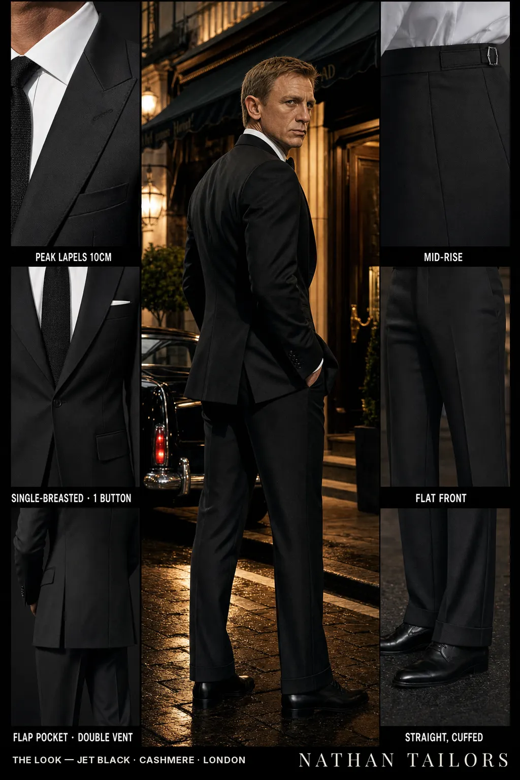jet black single-breasted bespoke suit — custom tailored by Nathan Tailors, the Hoi An custom tailor