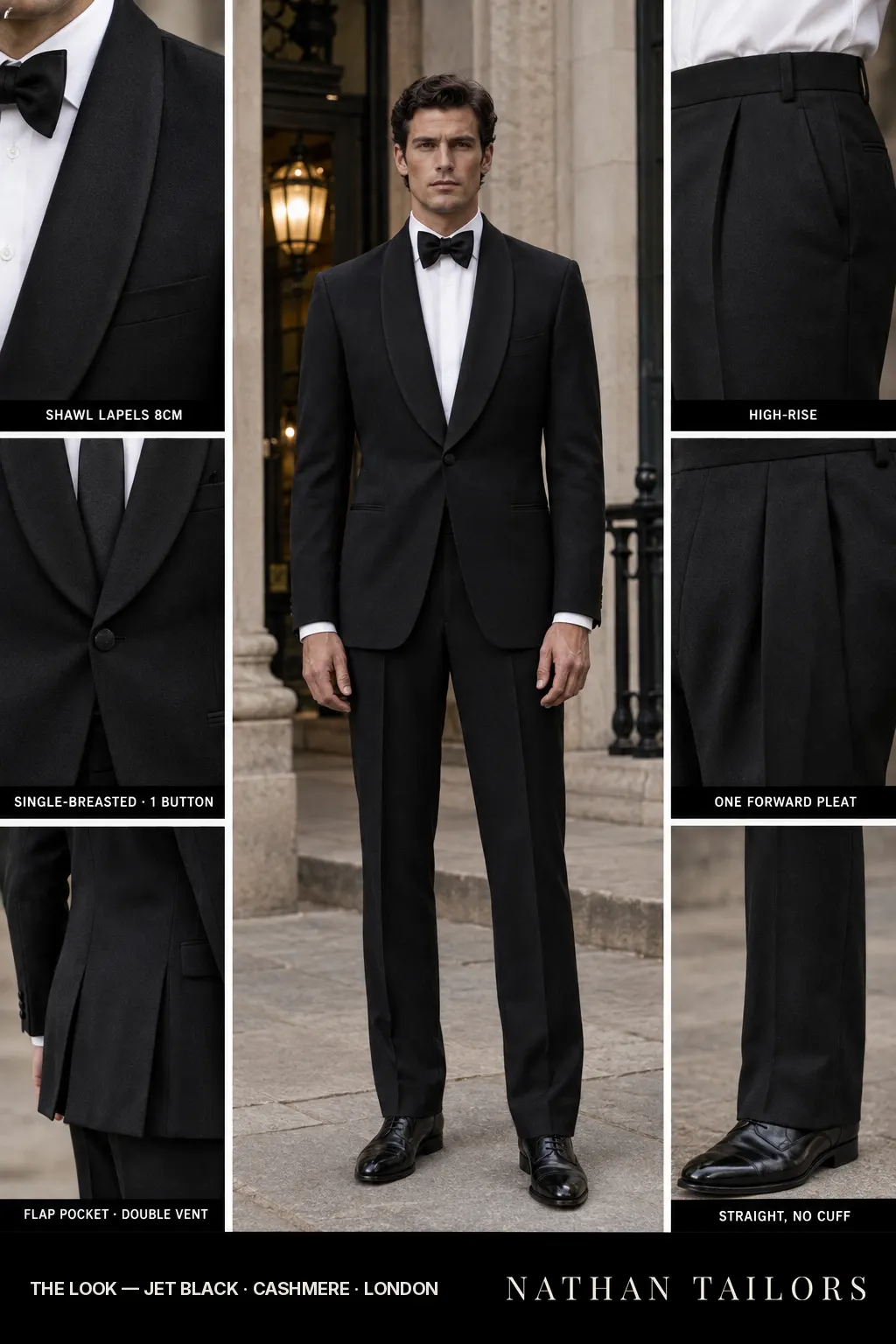jet black single-breasted bespoke suit — custom tailored by Nathan Tailors, the Hoi An custom tailor
