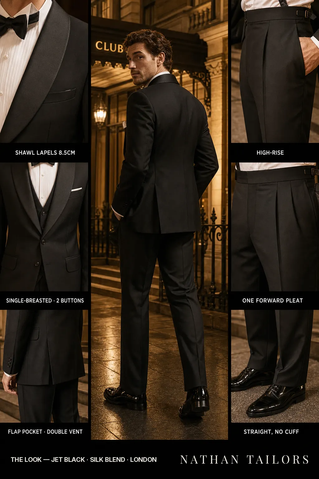 jet black single-breasted bespoke suit — custom tailored by Nathan Tailors, the Hoi An custom tailor