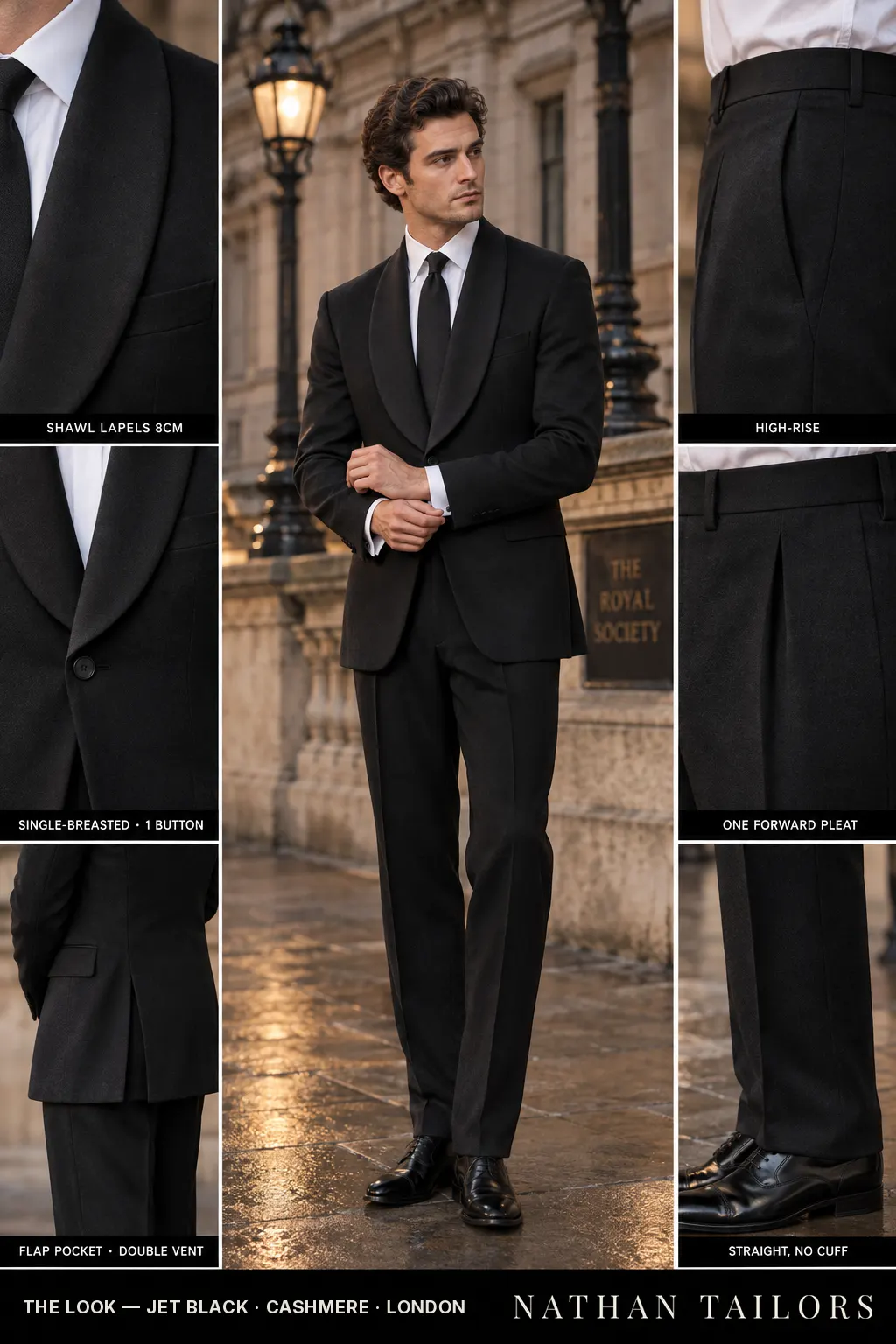 jet black single-breasted bespoke suit — custom tailored by Nathan Tailors, the Hoi An custom tailor