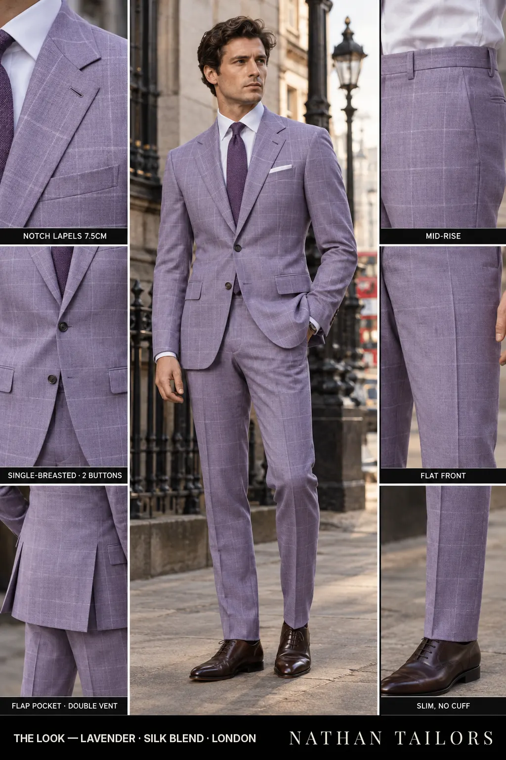 lavender windowpane single-breasted bespoke suit — custom tailored by Nathan Tailors, the Hoi An custom tailor