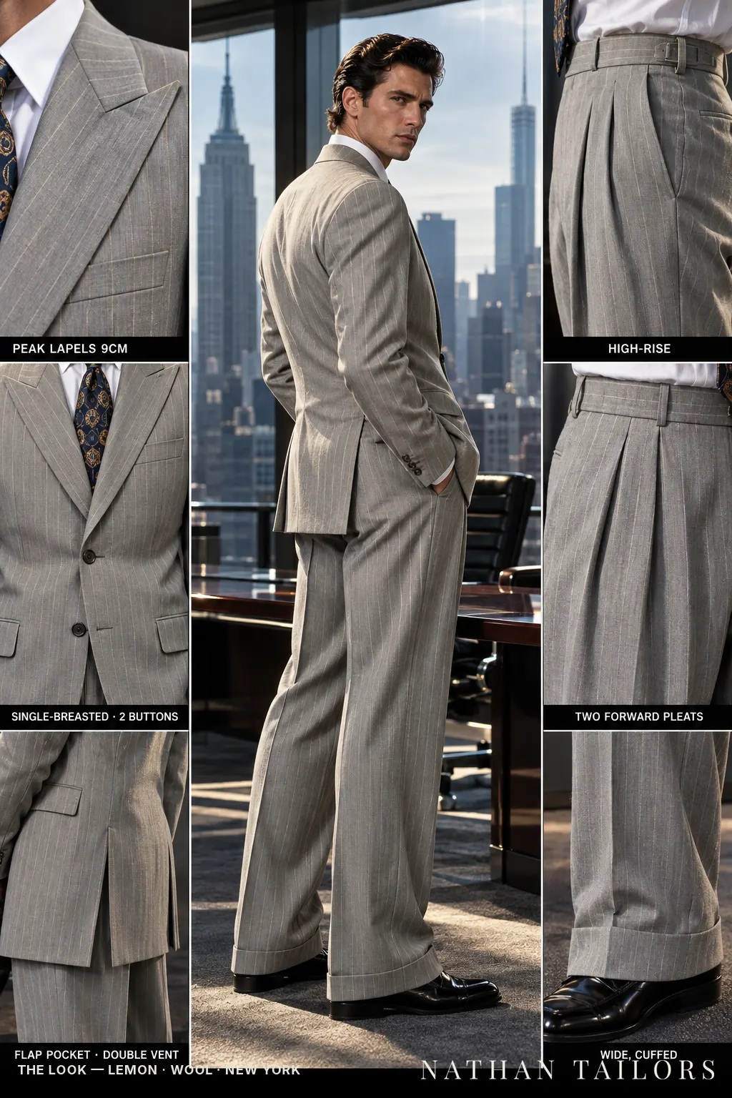 lemon pinstripe single-breasted bespoke suit — custom tailored by Nathan Tailors, the Hoi An custom tailor