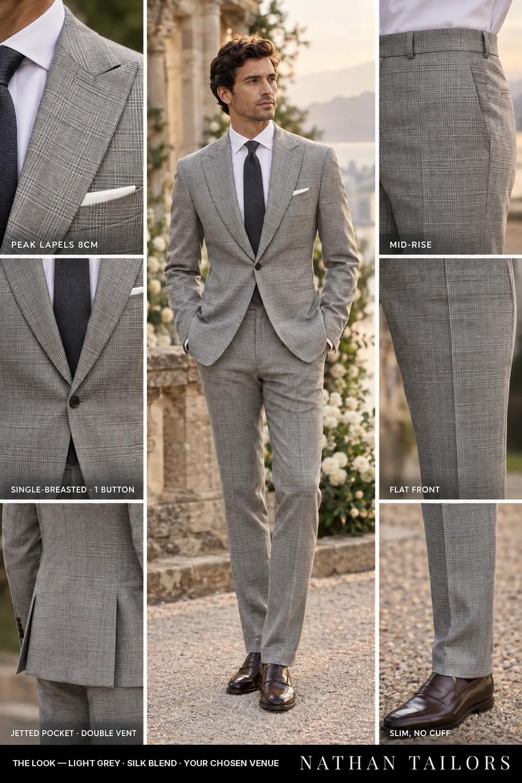 light grey glen_plaid single-breasted bespoke suit — custom tailored by Nathan Tailors, the Hoi An custom tailor