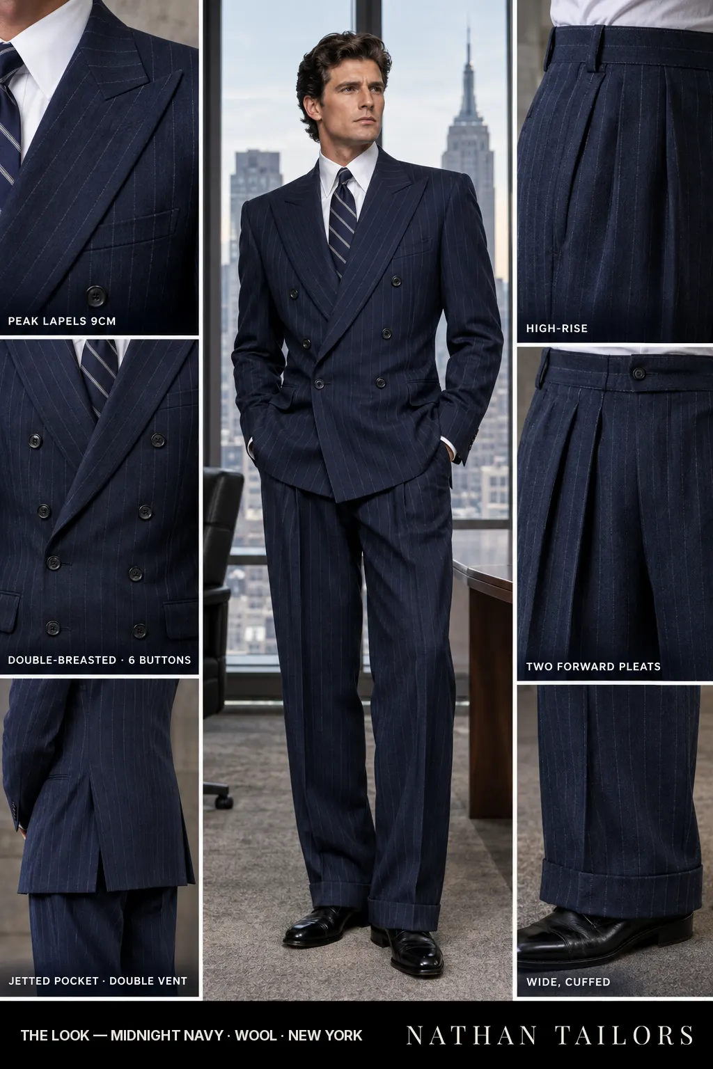 midnight navy chalk_stripe double-breasted bespoke suit — custom tailored by Nathan Tailors, the Hoi An custom tailor
