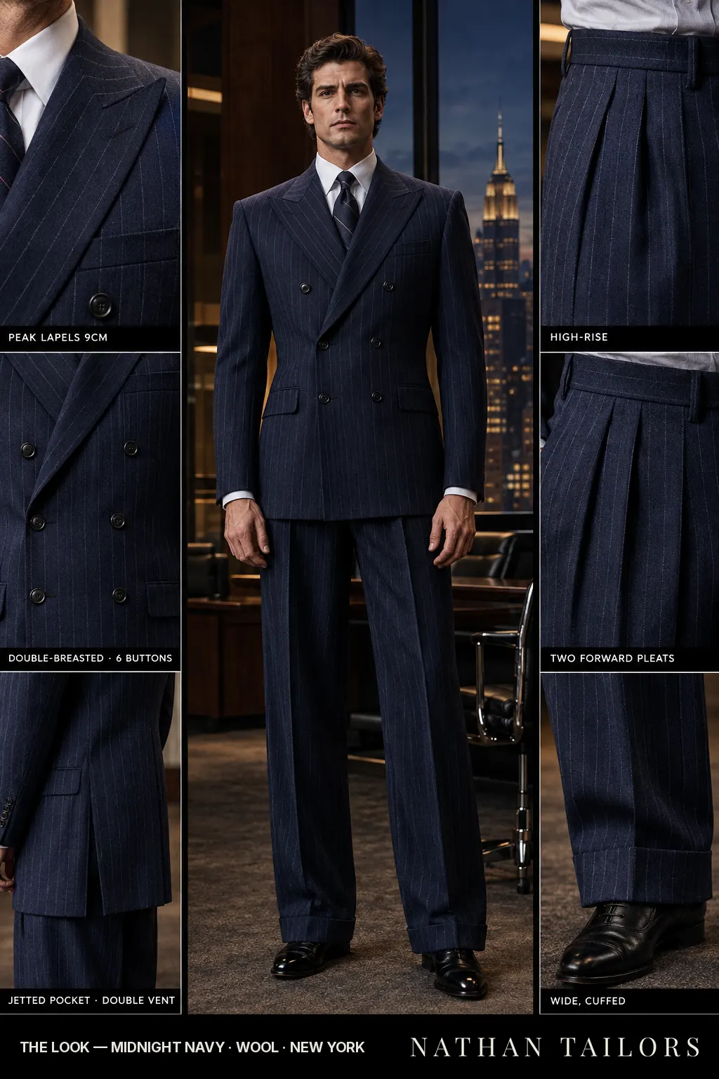 midnight navy chalk_stripe double-breasted bespoke suit — custom tailored by Nathan Tailors, the Hoi An custom tailor
