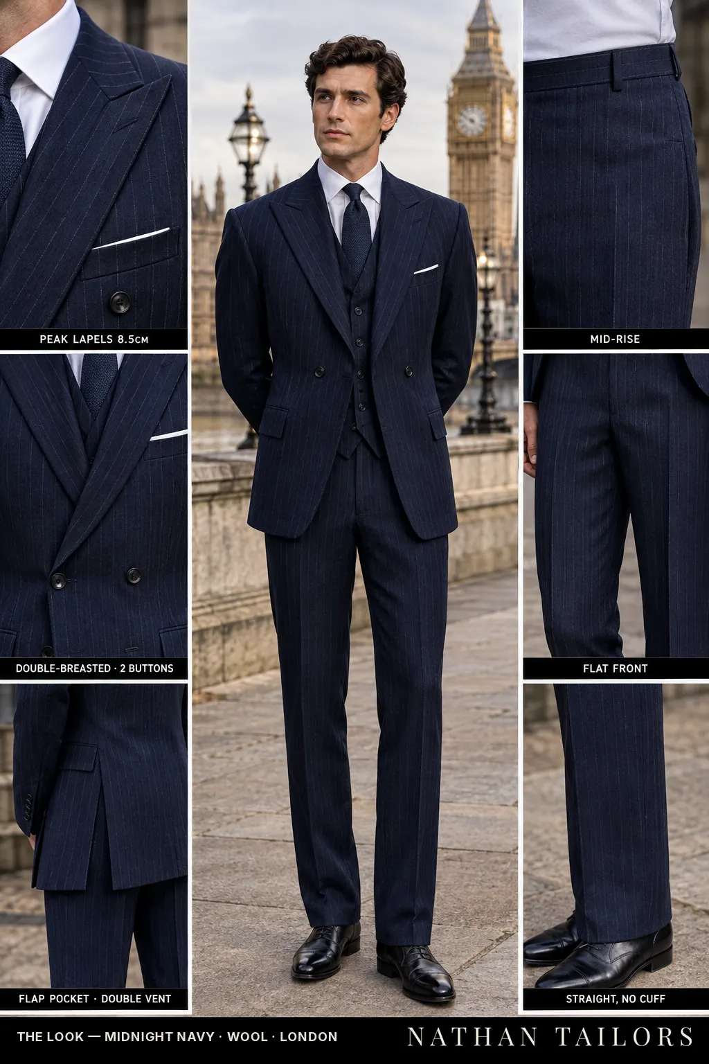 midnight navy chalk_stripe double-breasted bespoke suit — custom tailored by Nathan Tailors, the Hoi An custom tailor