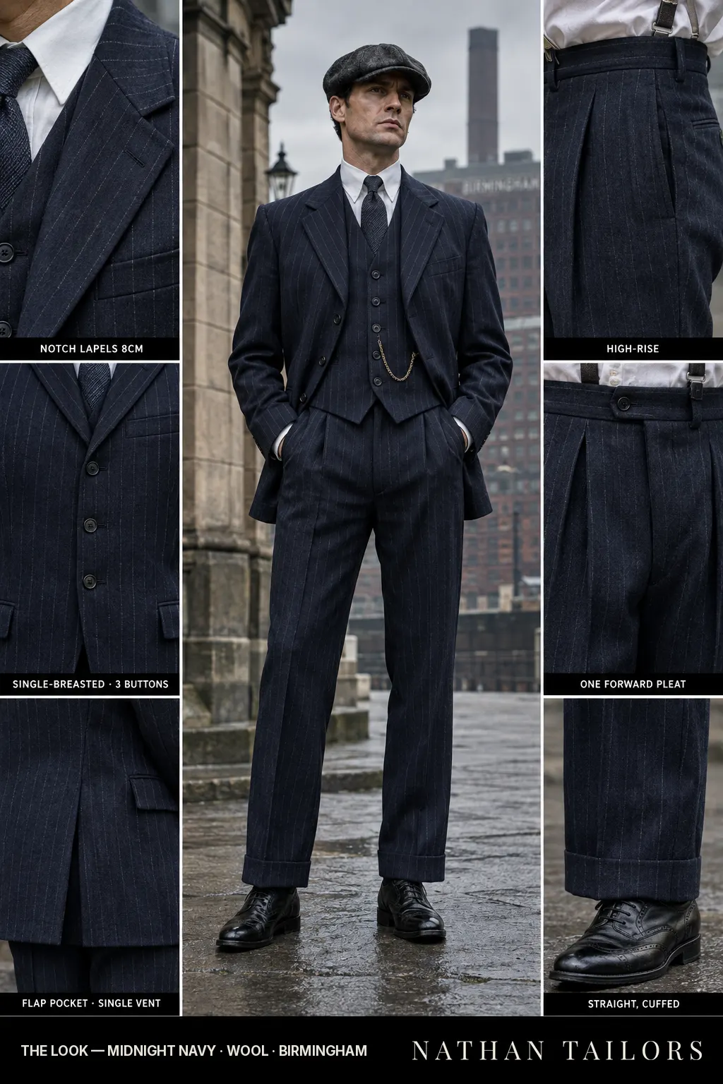 midnight navy chalk_stripe single-breasted bespoke suit — custom tailored by Nathan Tailors, the Hoi An custom tailor