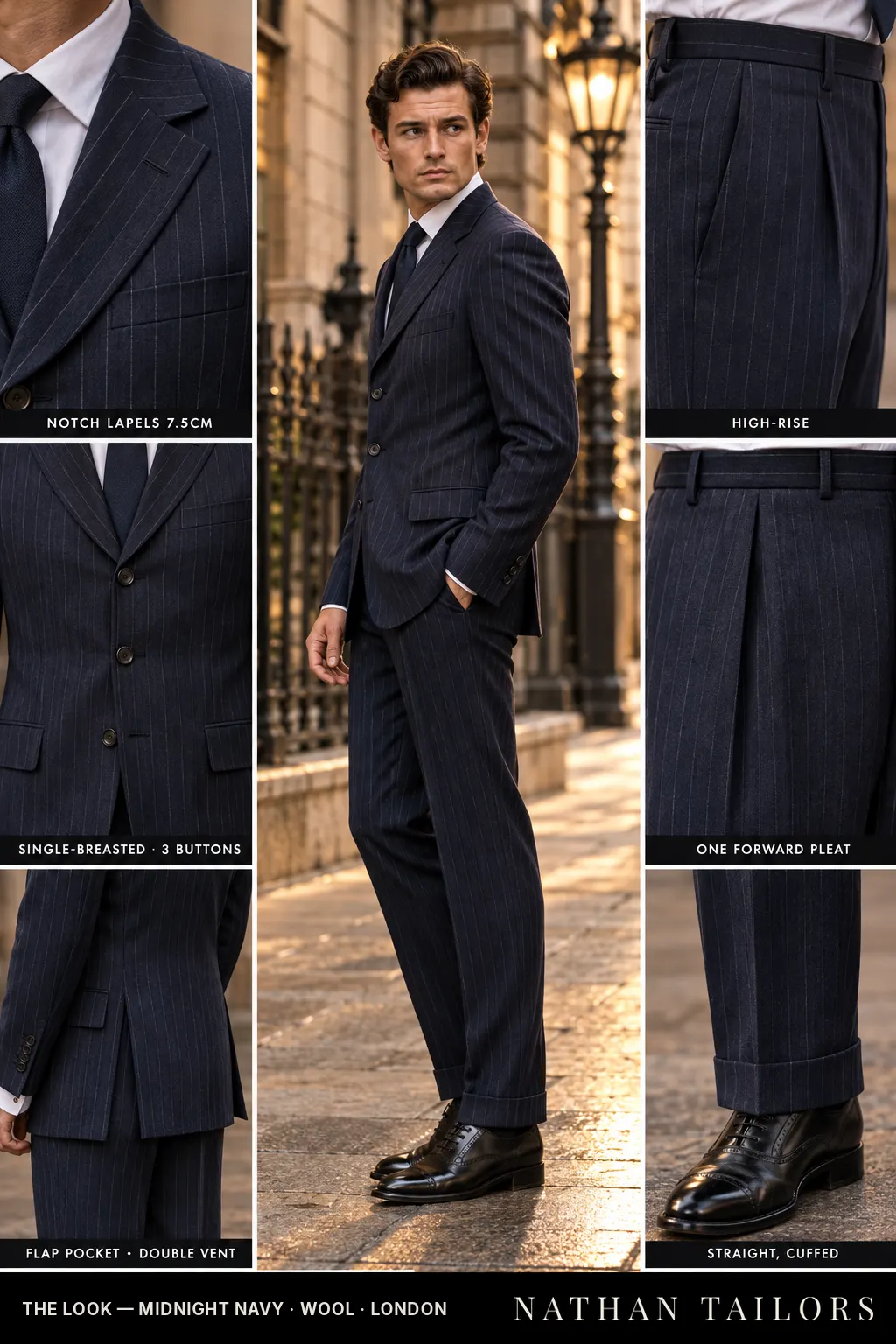 midnight navy chalk_stripe single-breasted bespoke suit โ custom tailored by Nathan Tailors, the Hoi An custom tailor
