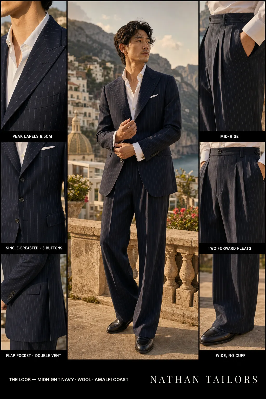 midnight navy chalk_stripe single-breasted bespoke suit — custom tailored by Nathan Tailors, the Hoi An custom tailor