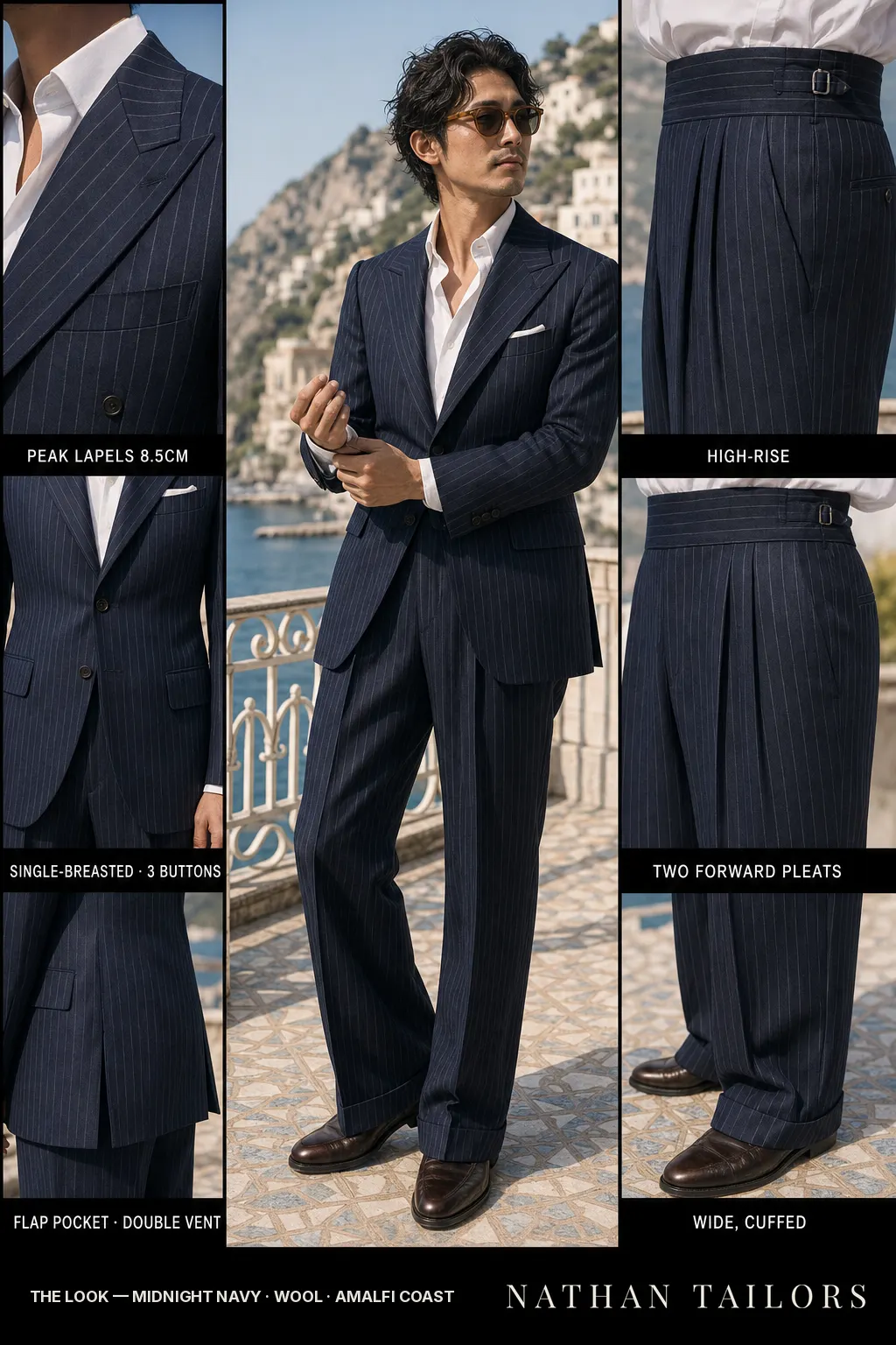 midnight navy chalk_stripe single-breasted bespoke suit — custom tailored by Nathan Tailors, the Hoi An custom tailor