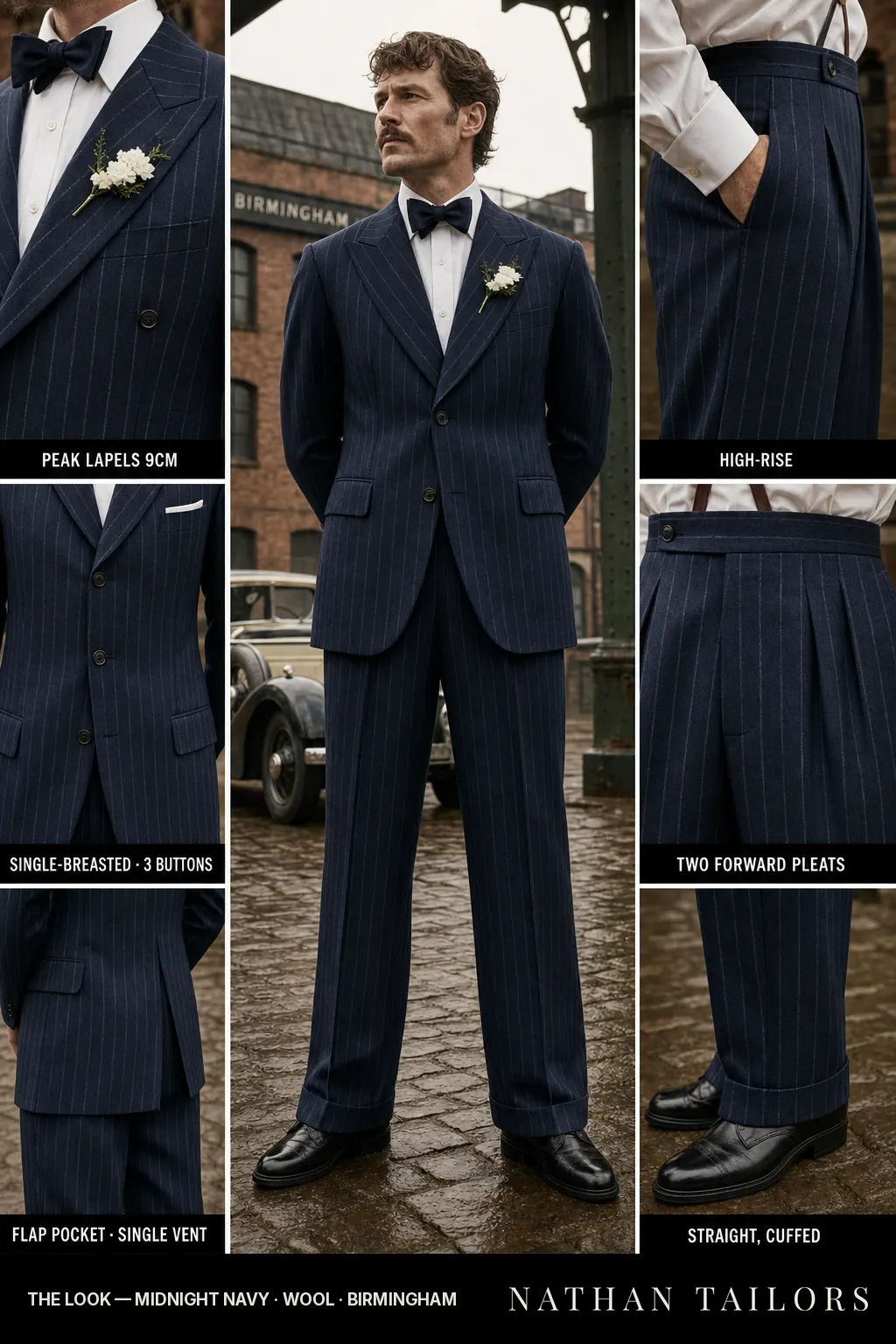 midnight navy chalk_stripe single-breasted bespoke suit โ custom tailored by Nathan Tailors, the Hoi An custom tailor