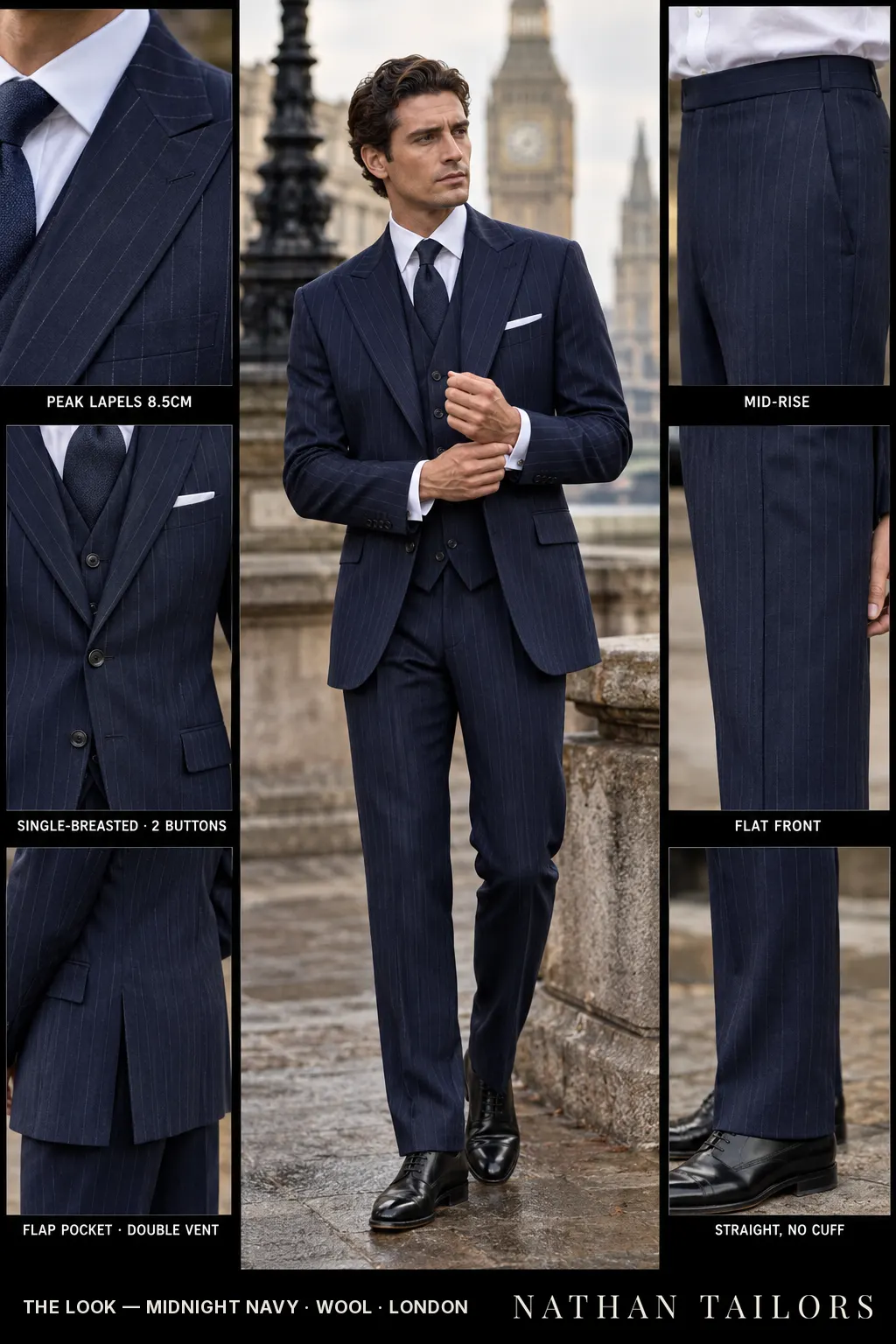 midnight navy chalk_stripe single-breasted bespoke suit — custom tailored by Nathan Tailors, the Hoi An custom tailor